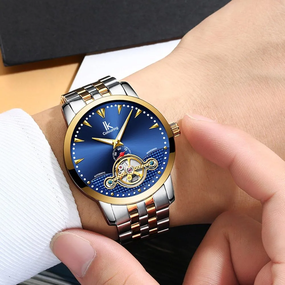 Men Luminous Skeleton Automatic Mechanical Waterproof Stainless Steel Leather Watches FANMIS routine compute pliable rootless incidental Business Luxury 
