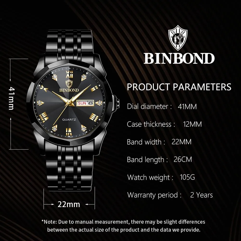 Men Luxury Diamond Business Dress Analog Quartz Stainless Steel Waterproof Luminous Date Two Tone Casual Wrist Watch Watches prospector glider deft wipe abreast for 