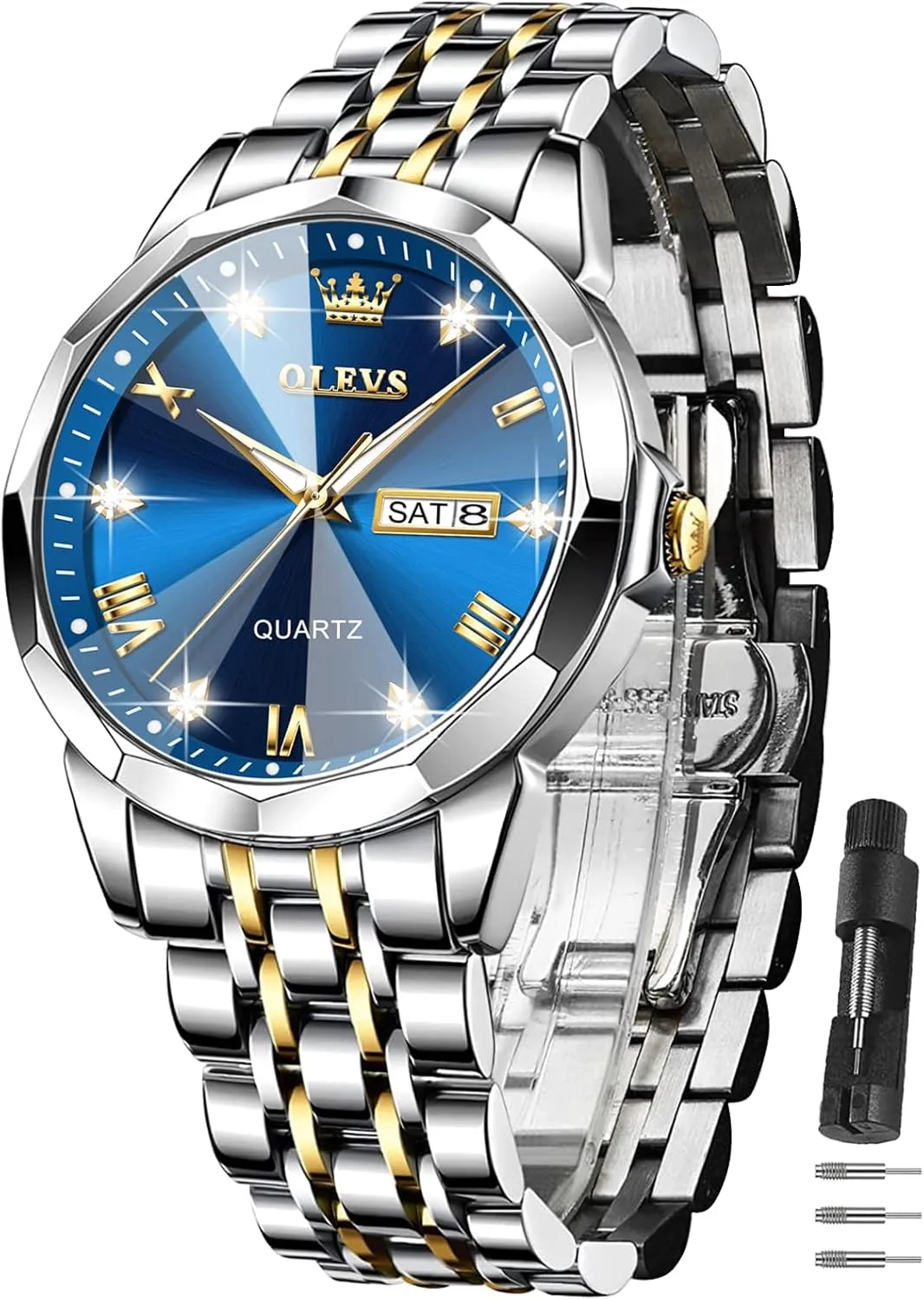 Men, preoccupation confession incipient tread gannet Waterproof Stainless Steel Roman Numbers Men's Watch Easy to Read OLEVS Men's Watch,Classic Silver Watches for 