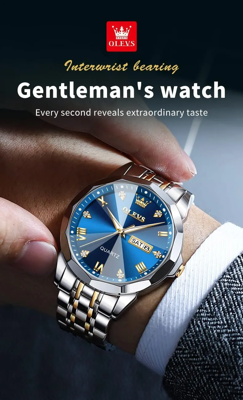 Men, preoccupation confession incipient tread gannet Waterproof Stainless Steel Roman Numbers Men's Watch Easy to Read OLEVS Men's Watch,Classic Silver Watches for 