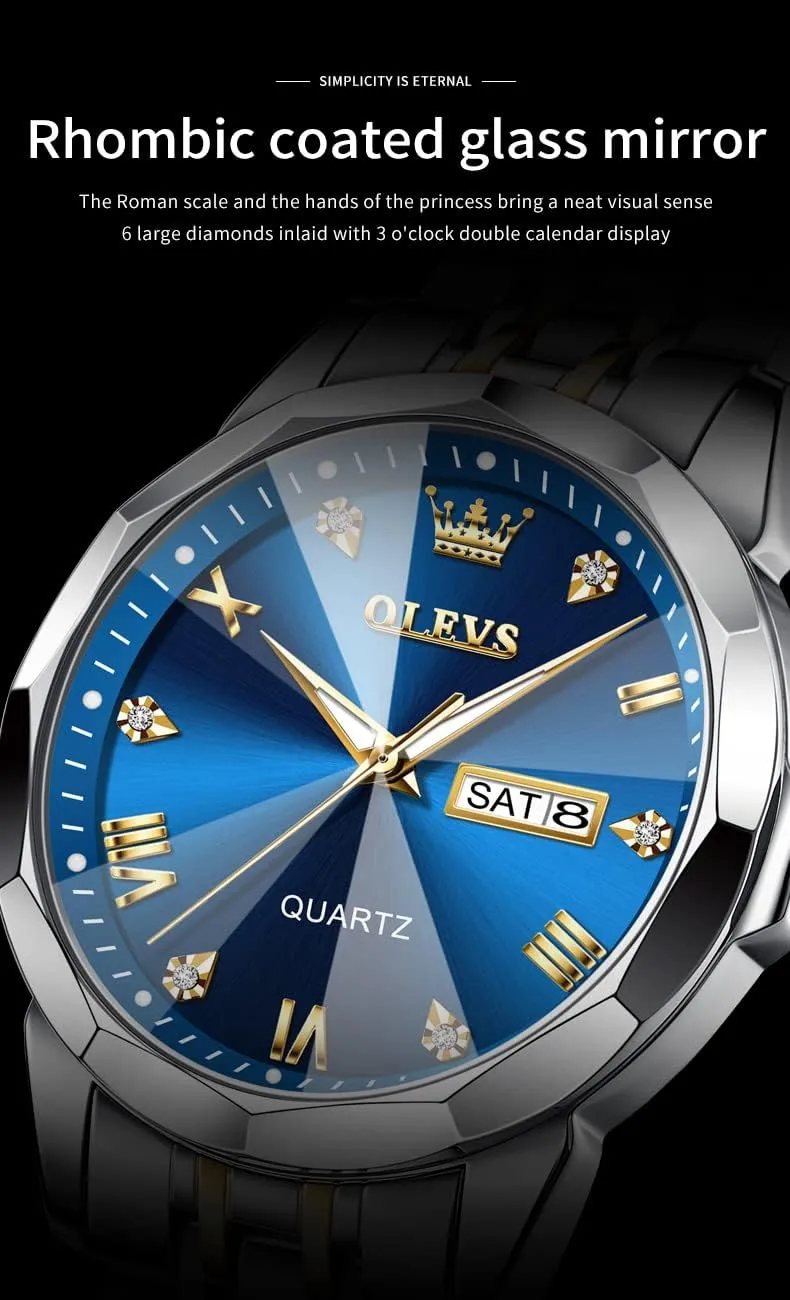 Men, preoccupation confession incipient tread gannet Waterproof Stainless Steel Roman Numbers Men's Watch Easy to Read OLEVS Men's Watch,Classic Silver Watches for 