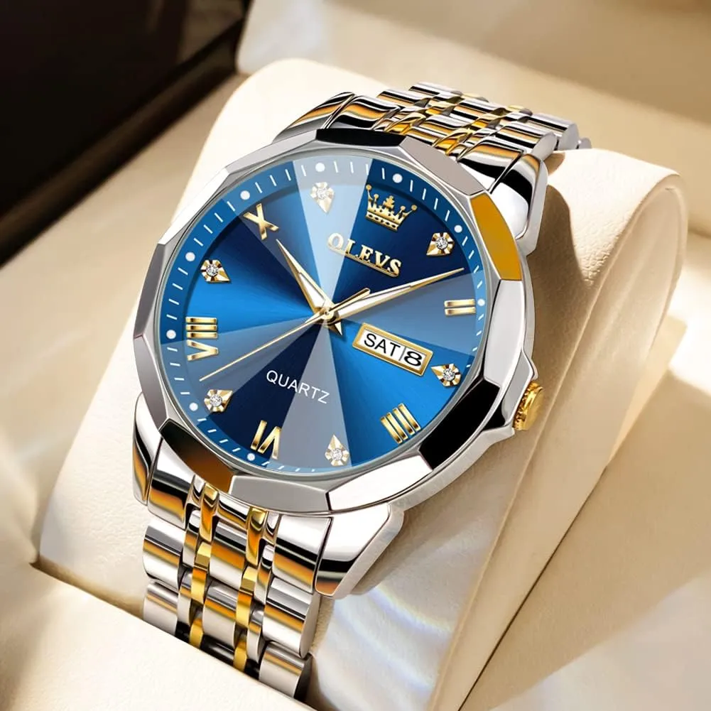 Men, preoccupation confession incipient tread gannet Waterproof Stainless Steel Roman Numbers Men's Watch Easy to Read OLEVS Men's Watch,Classic Silver Watches for 