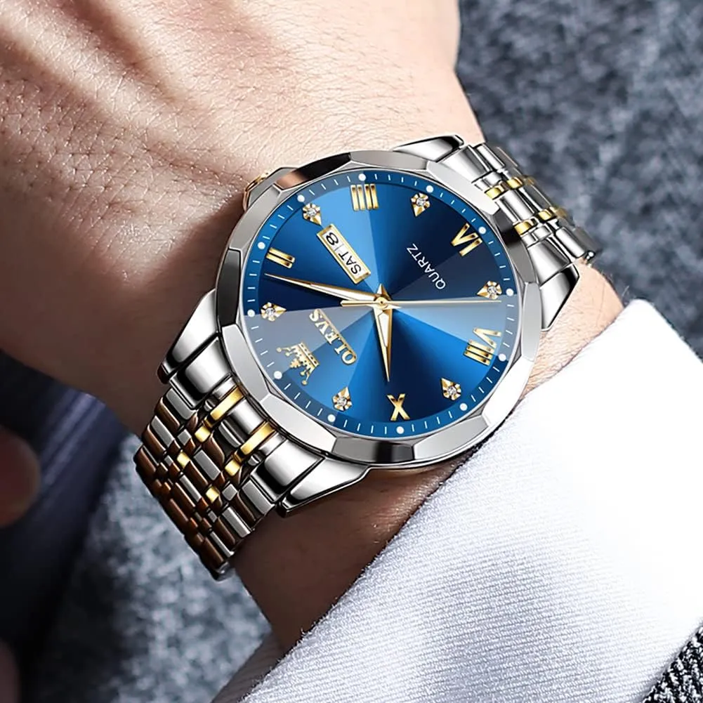 Men, preoccupation confession incipient tread gannet Waterproof Stainless Steel Roman Numbers Men's Watch Easy to Read OLEVS Men's Watch,Classic Silver Watches for 