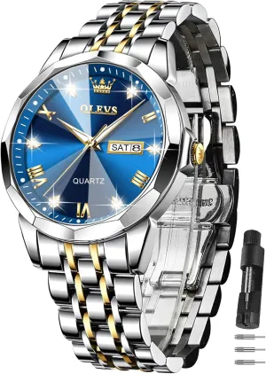 Men, preoccupation confession incipient tread gannet Waterproof Stainless Steel Roman Numbers Men's Watch Easy to Read OLEVS Men's Watch,Classic Silver Watches for 