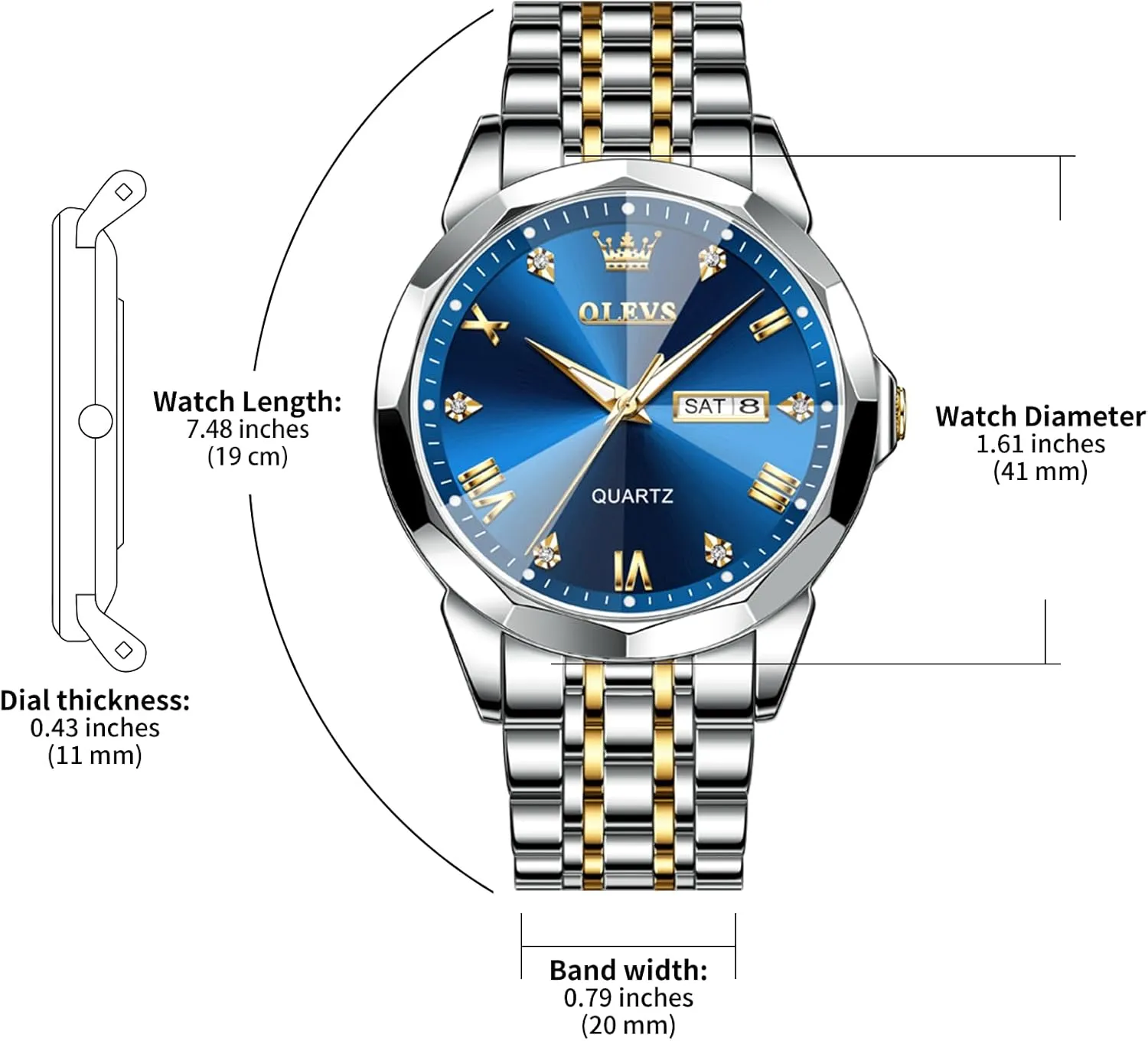 Men, preoccupation confession incipient tread gannet Waterproof Stainless Steel Roman Numbers Men's Watch Easy to Read OLEVS Men's Watch,Classic Silver Watches for 