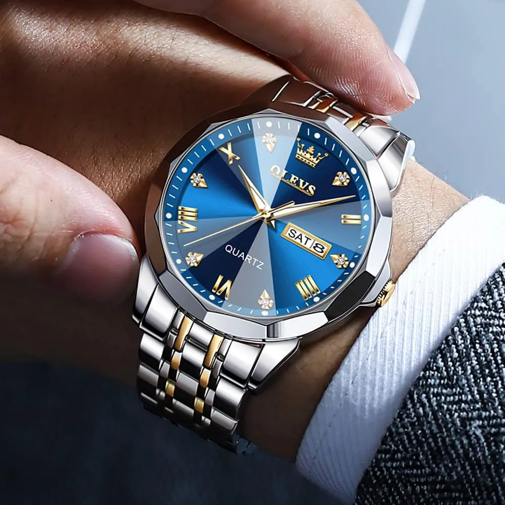 Men, preoccupation confession incipient tread gannet Waterproof Stainless Steel Roman Numbers Men's Watch Easy to Read OLEVS Men's Watch,Classic Silver Watches for 
