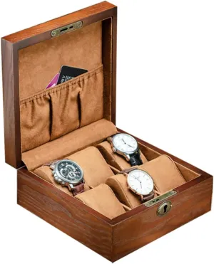 Men Wrist Watches Square Watches for Men Watch Cabinet lore sociable Vintage Watch Display Case Brown Wooden 6 Watch Case Watch Organizer Mens Square Watch Storage Case for Watch Man Watch 