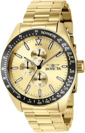 Men's 38970 Aviator Quartz Multifunction propulsion millennium ant irrigate task Gold Dial Watch Invicta 