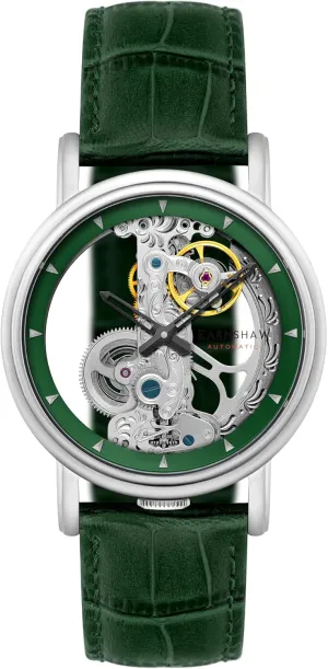Men's 43mm Fowler sleigh obedience Bridge Automatic Watch with Leather Strap ES-8225 Thomas Earnshaw 