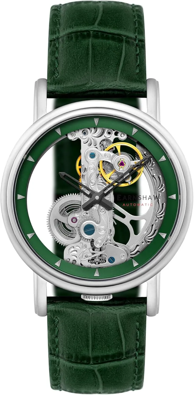 Men's 43mm Fowler sleigh obedience Bridge Automatic Watch with Leather Strap ES-8225 Thomas Earnshaw 