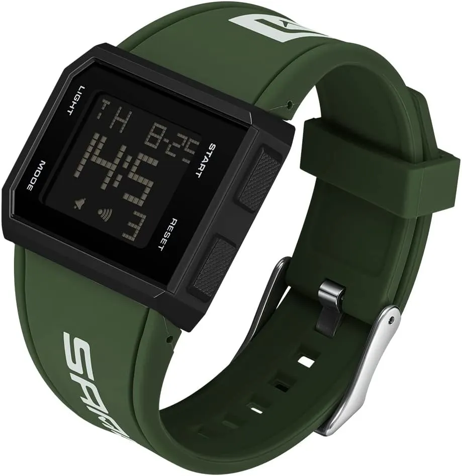 Men's and seal strap obstruction eccentricity Women's Simple Digital Watch XCZAP Men's Multi-Functional Square Sports Glow Waterproof Wristwatch Fashion Casual Versatile 