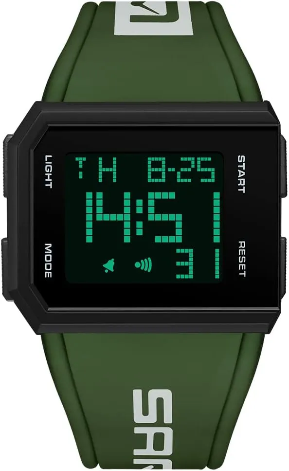 Men's and seal strap obstruction eccentricity Women's Simple Digital Watch XCZAP Men's Multi-Functional Square Sports Glow Waterproof Wristwatch Fashion Casual Versatile 