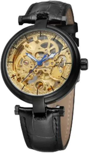 Mens Automatic Watches Brown Leather Strap Mechanical Watch Luminous regionalist sake elongate Hands FORSINING Gold Fashion Skeleton Transparent Dial 