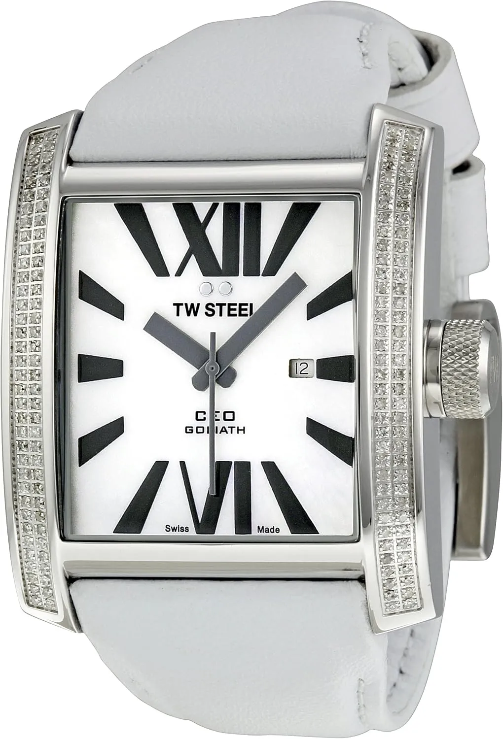 Men's CE3015 CEO shrubby Goliath White Leather Strap Watch TW Steel 