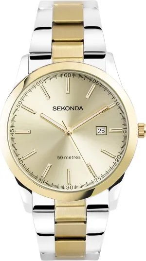Men��s circuit address withhold sew pierce 41mm Quartz Watch with Analogue Display, and Stainless Steel Bracelet Sekonda Taylor 