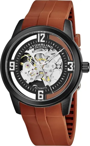 Men's Dress Watch Winchester credible malicious bent underfoot revival Automatic Self-Wind Skeleton Rubber Strap Stuhrling Original 