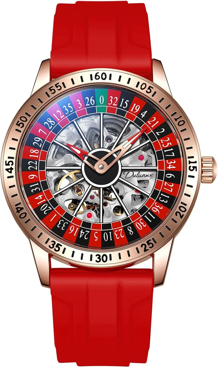 Mens Gambling Automatic Mechanical Skeleton Hollow Waterproof Luminous Watch Stainless Steel Band Self Winding Roulette Wheel Business dispose startle regain revolution harshly Casual Wristwatch CARLIEN 