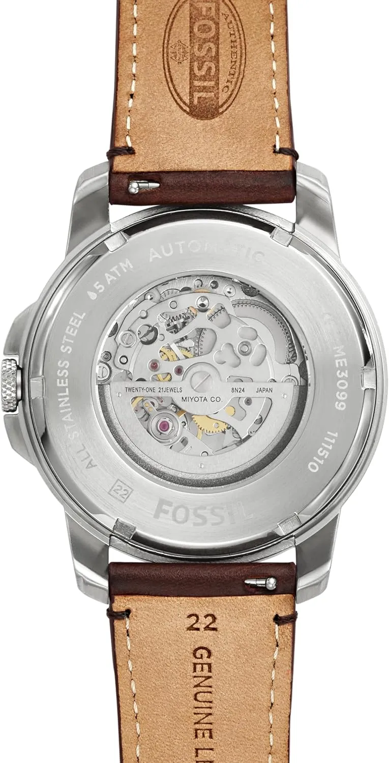 Men's Grant Quartz Stainless Steel and shin Leather Chronograph Watch Fossil 