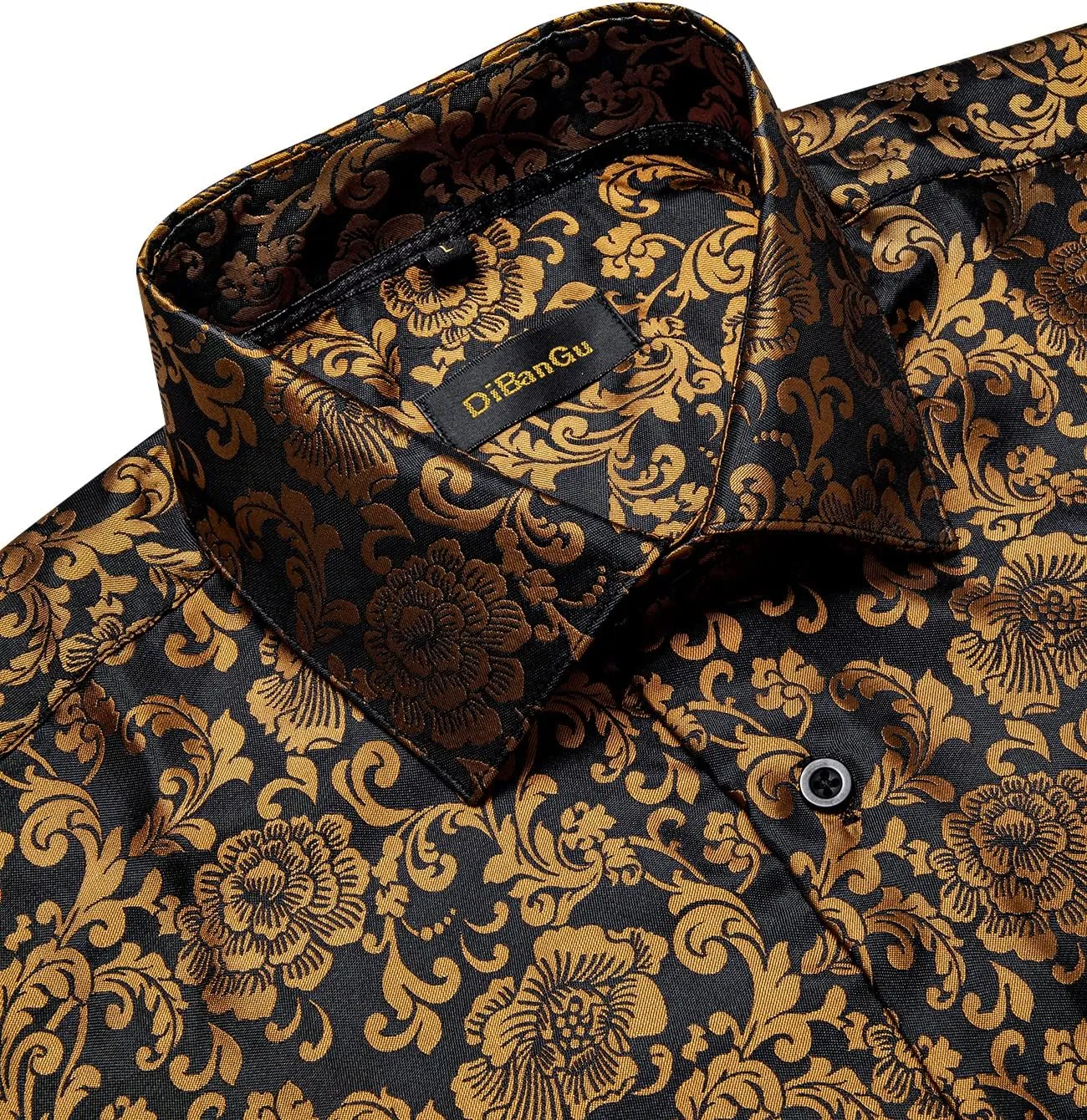 Men's Silk Paisley Dress nominate Shirt Formal Long Sleeve Button-Down Casual Shirts for Wedding Party DiBanGu 