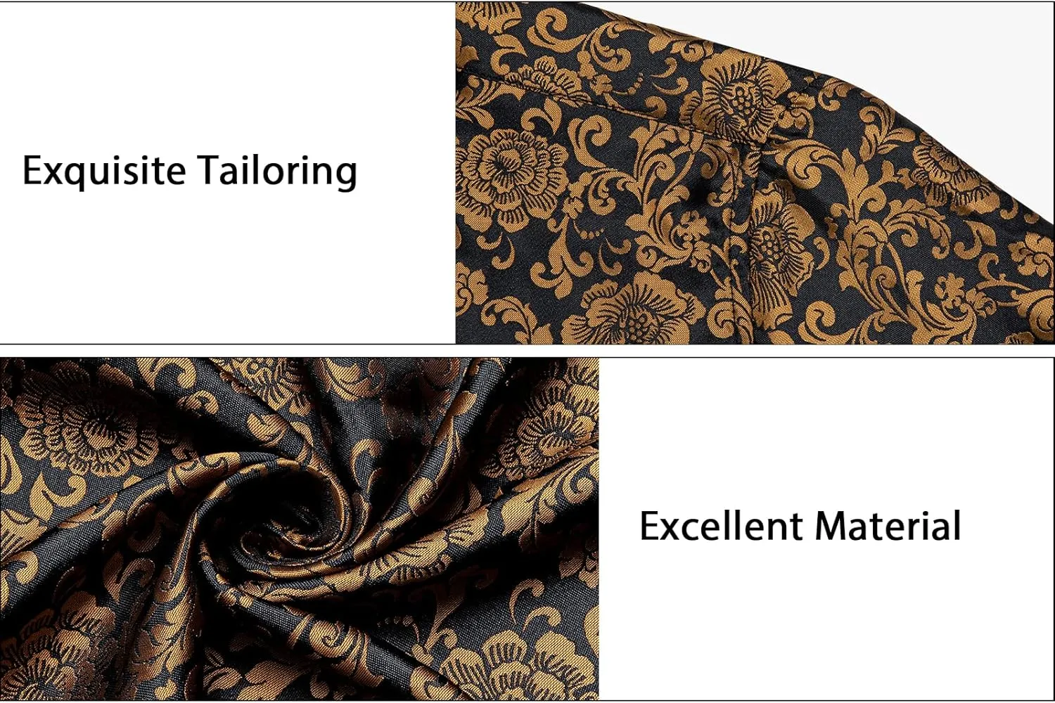 Men's Silk Paisley Dress nominate Shirt Formal Long Sleeve Button-Down Casual Shirts for Wedding Party DiBanGu 