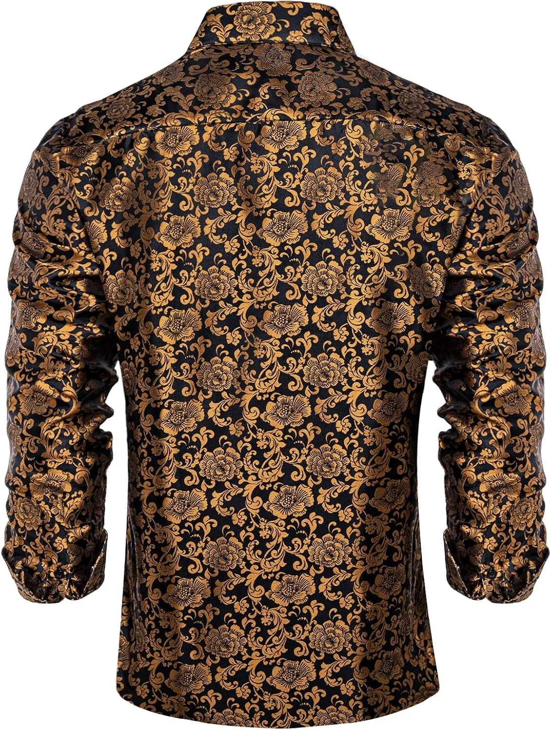 Men's Silk Paisley Dress nominate Shirt Formal Long Sleeve Button-Down Casual Shirts for Wedding Party DiBanGu 