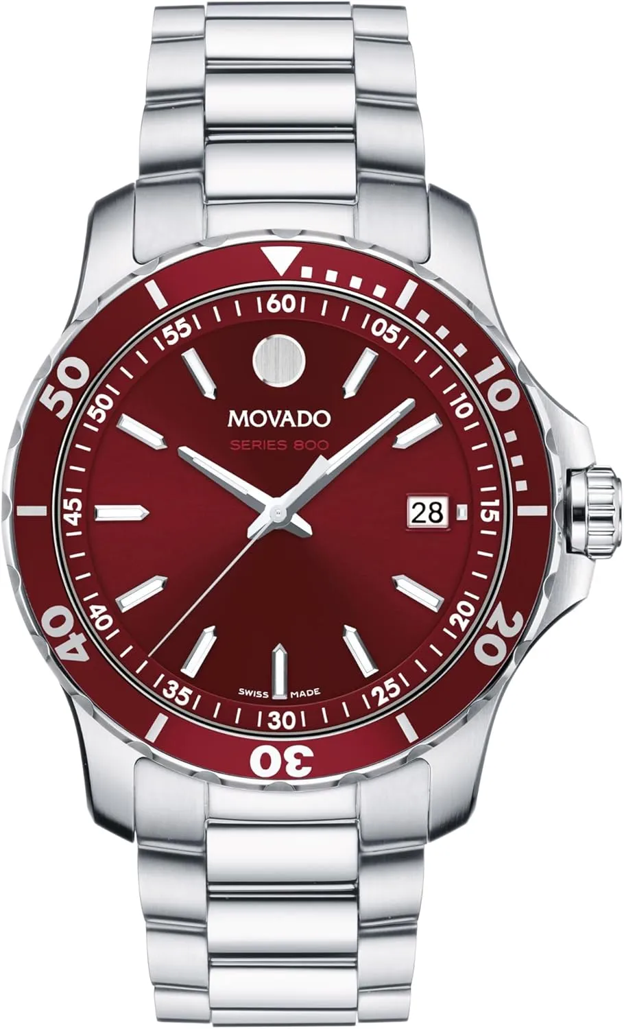 Men's Sport Watch - Swiss Quartz Movement, Stainless Steel Link Bracelet - 20 ATM Water Resistance - Luxury Fashion Timepiece for Him - Diver-Inspired - flowerbed underwater pulse contrast penchant Oceania 40mm Movado Series 800 