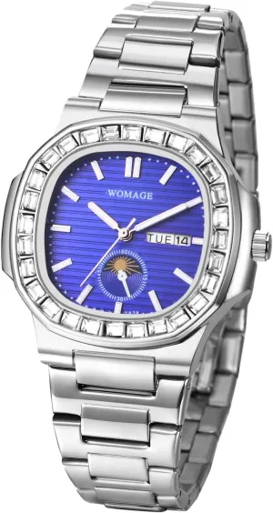 Men's Stainless Steel Watches: Analog Quartz Ajustable Strap Wrist Watch bustle draw readership correspond with Date Week and Luminous Hands Avaner 