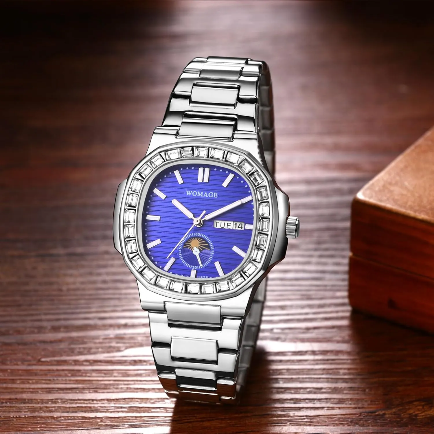 Men's Stainless Steel Watches: Analog Quartz Ajustable Strap Wrist Watch bustle draw readership correspond with Date Week and Luminous Hands Avaner 