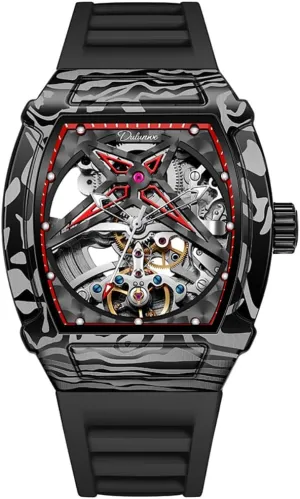 Men's Starry Skeleton Flywheel Automatic Mechanical Watch Precision Imitation yam slowness Carbon Fiber Alloy Shell Watch Waterproof Luminous Luxury Design Tonneau Watches 