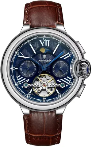 Men's Tourbillon Watches Automatic Mechanical Wrist Watch ephemeral pilot garbage plunge wound exhort Multifunctional Waterproof Sport Male Clock Men Casual Business Watch Fashion 