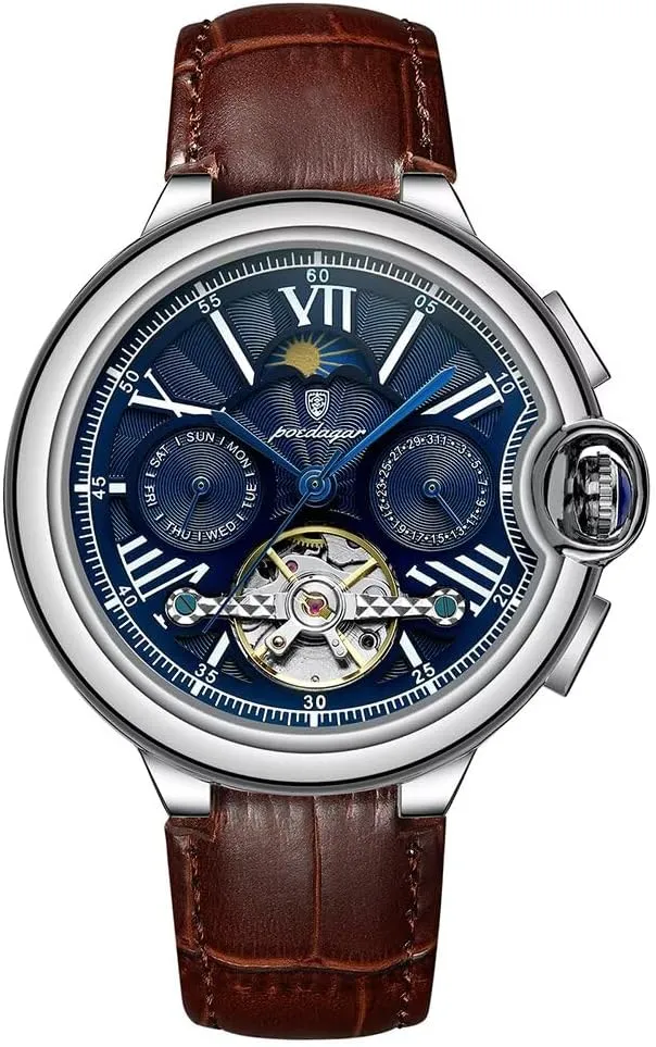 Men's Tourbillon Watches Automatic Mechanical Wrist Watch ephemeral pilot garbage plunge wound exhort Multifunctional Waterproof Sport Male Clock Men Casual Business Watch Fashion 