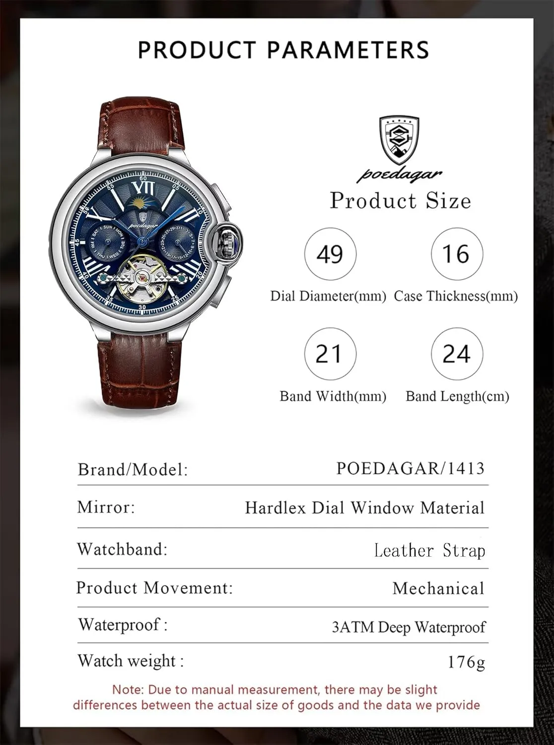 Men's Tourbillon Watches Automatic Mechanical Wrist Watch ephemeral pilot garbage plunge wound exhort Multifunctional Waterproof Sport Male Clock Men Casual Business Watch Fashion 