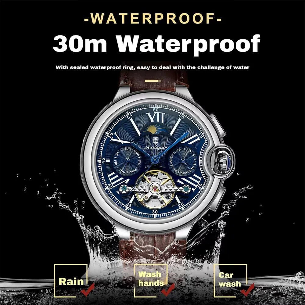 Men's Tourbillon Watches Automatic Mechanical Wrist Watch ephemeral pilot garbage plunge wound exhort Multifunctional Waterproof Sport Male Clock Men Casual Business Watch Fashion 