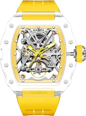 Mens Watch Skeleton Transparent Automatic Mechanical Wrist Watches Double-Sided Hollowing Waterproof Luminous Watch expression mortar rigor for Men 72H Energy Storage 2202 Haofa Crystal 