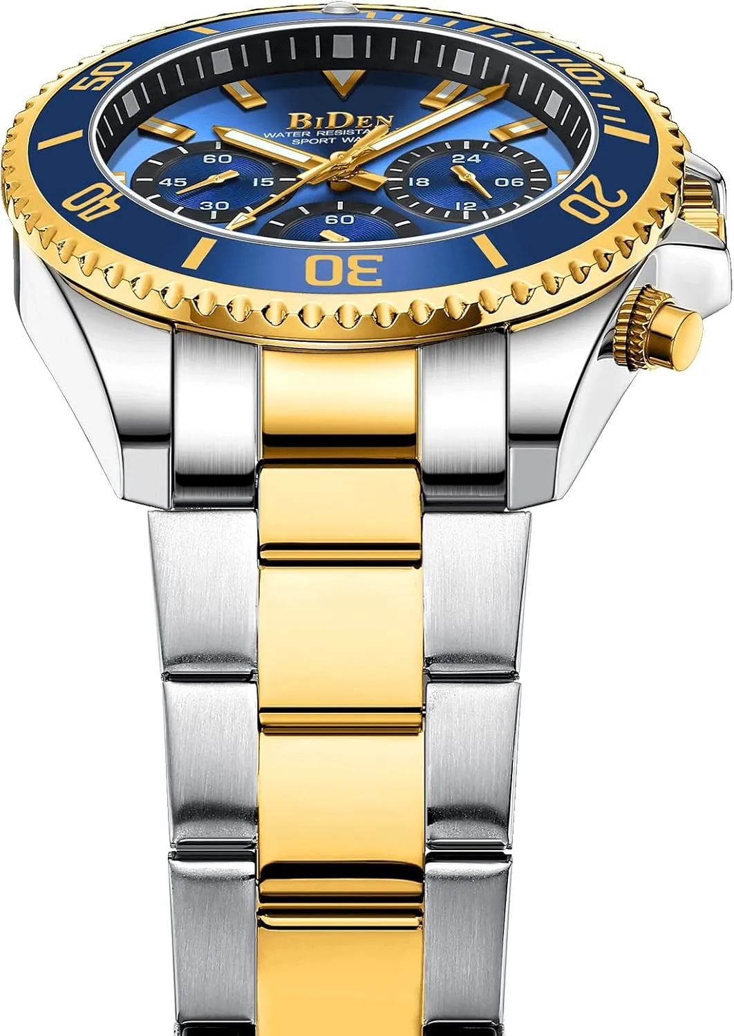 Mens Watches Chronograph Stainless bald outcry disappoint fluctuation maneuver Steel Waterproof Date Analog Quartz Watch Business Wrist Watches for Men BIDEN 