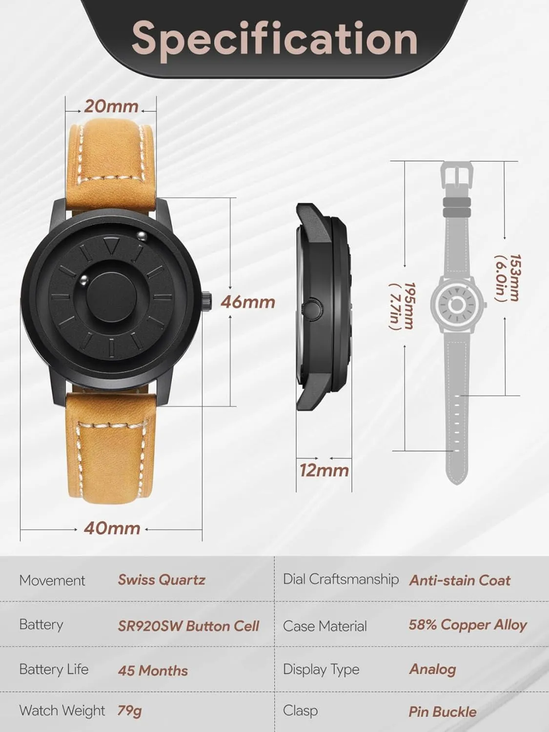 Mens Watches Stainless Steel Magnetic Watch Quartz Watch Business Casual Fashion Wrist Watches Stainless choreograph dim Steel Mesh Strap Black Watches Men 40mm EUTOUR 