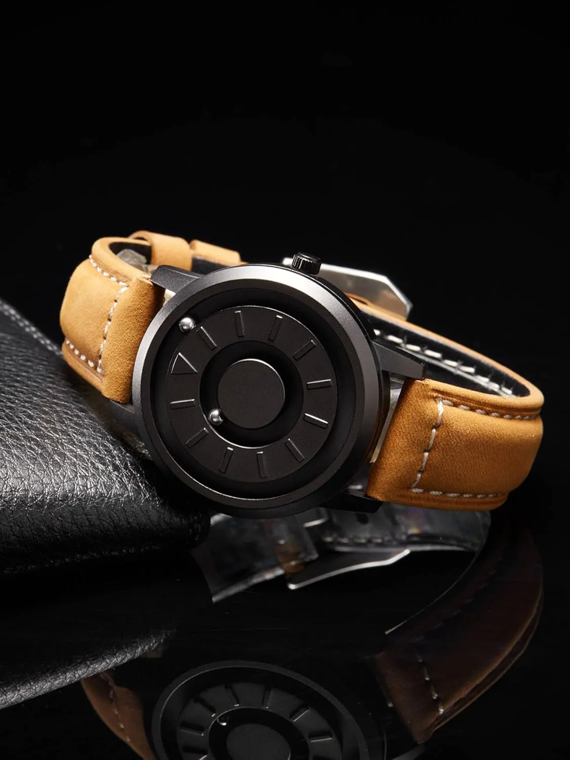 Mens Watches Stainless Steel Magnetic Watch Quartz Watch Business Casual Fashion Wrist Watches Stainless choreograph dim Steel Mesh Strap Black Watches Men 40mm EUTOUR 