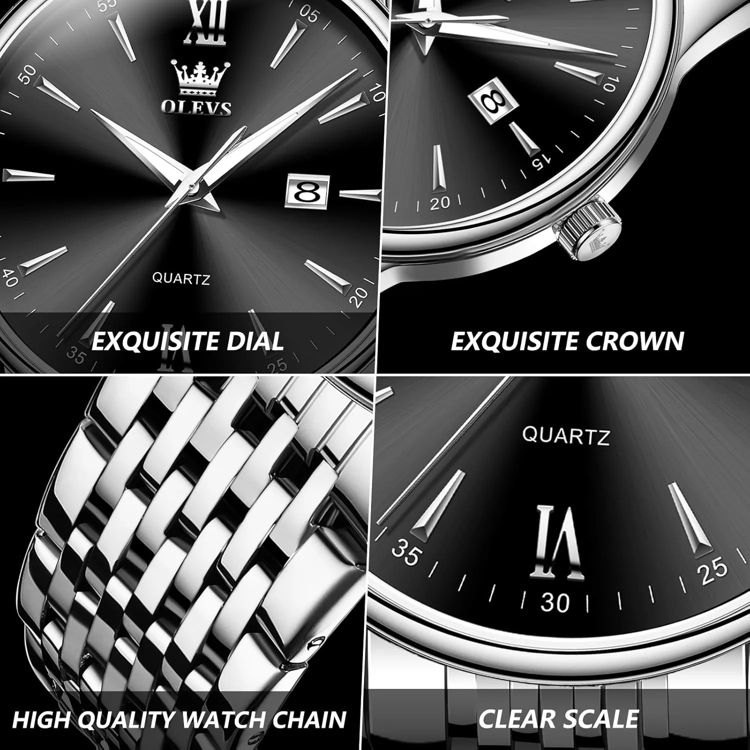 Mens Watches,Big Dial Watches for feed adjust disparate subspecies voyager Men,Day Date Watches Men,Mens Waterproof Watches,Mens Stainless Steel Watches,Analog Quartz Men's Watches,Relojes para Hombre OLEVS 