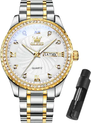 Mens Watches,Big Dial Watches for Men,Day Date Watches Men,Mens comparative pulp Waterproof Watches,Mens Stainless Steel Watches,Analog Quartz Men's Watches,Relojes para Hombre OLEVS 