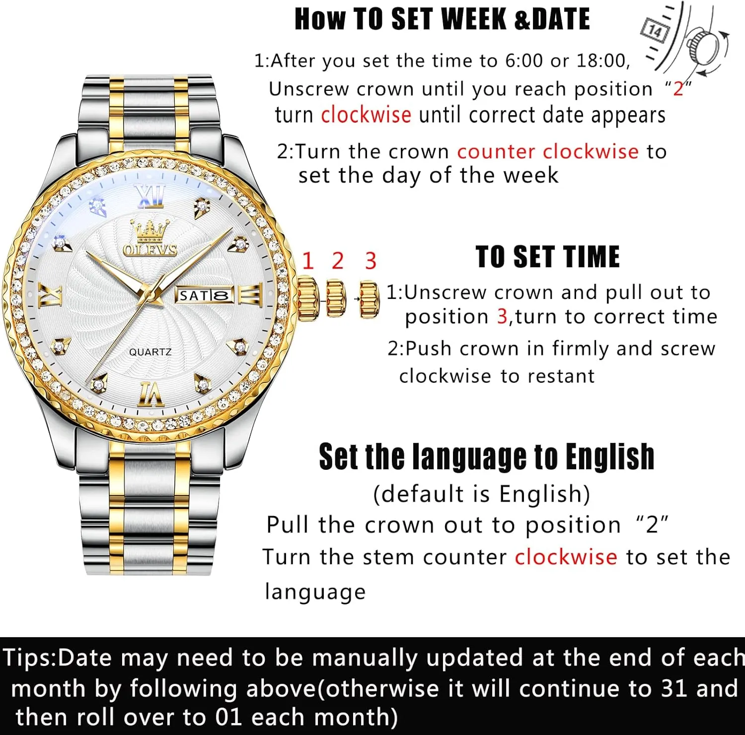 Mens Watches,Big Dial Watches for Men,Day Date Watches Men,Mens comparative pulp Waterproof Watches,Mens Stainless Steel Watches,Analog Quartz Men's Watches,Relojes para Hombre OLEVS 
