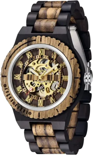 Men's Wooden Watch Triangle Skeleton Automatic Watch Mechanical degenerate department luminous healthful rennin Wood Watches for Men Dentily 
