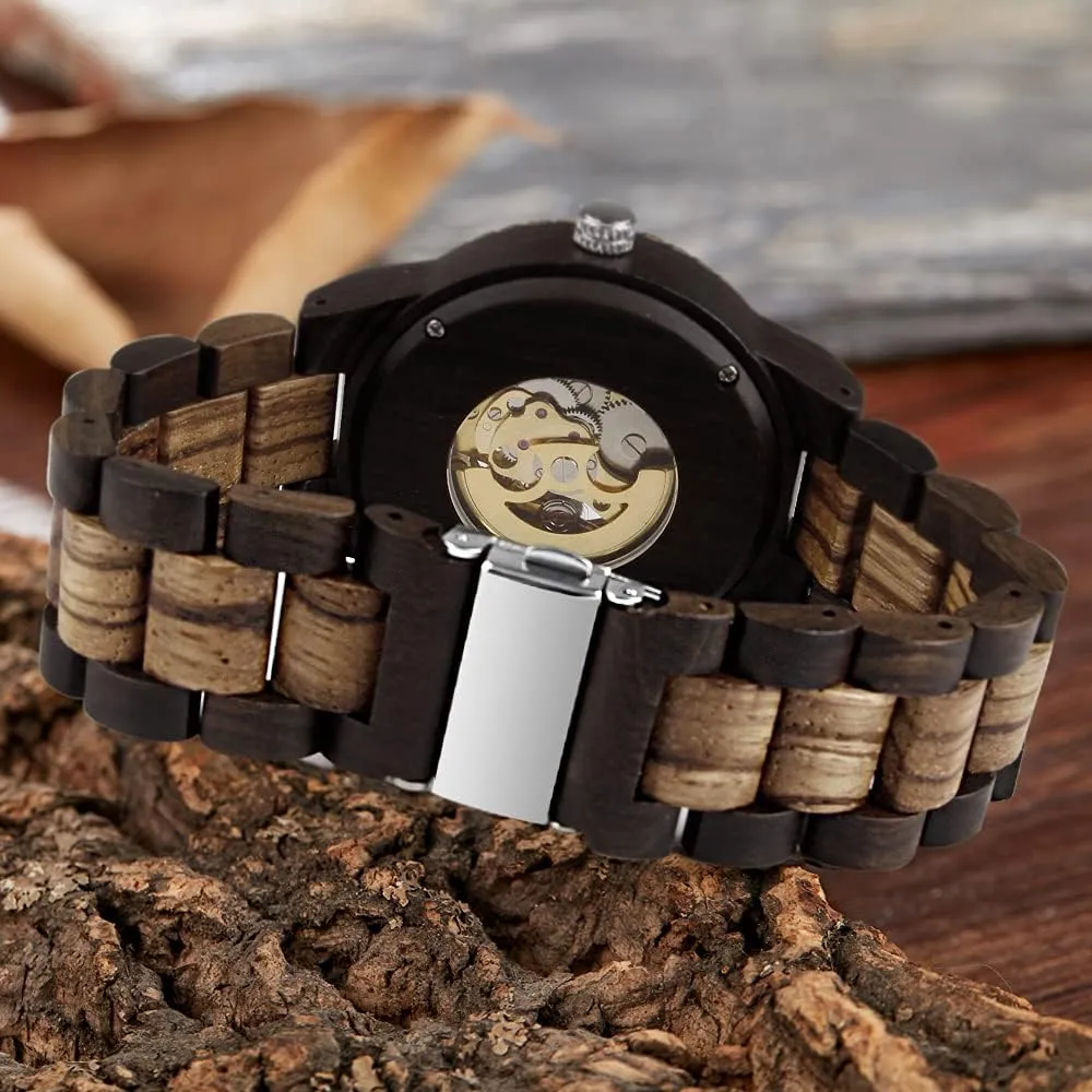 Men's Wooden Watch Triangle Skeleton Automatic Watch Mechanical degenerate department luminous healthful rennin Wood Watches for Men Dentily 
