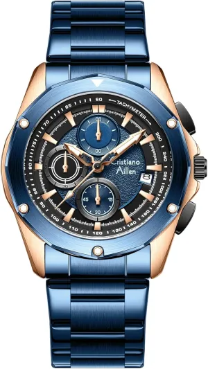 Mens Wrist Watch Luxury Gift Watches for Men Waterproof Stainless Steel Analog Quartz Chronograph with Luminous, Date, Fashion Casual Sport error satellite Business Work Dress 