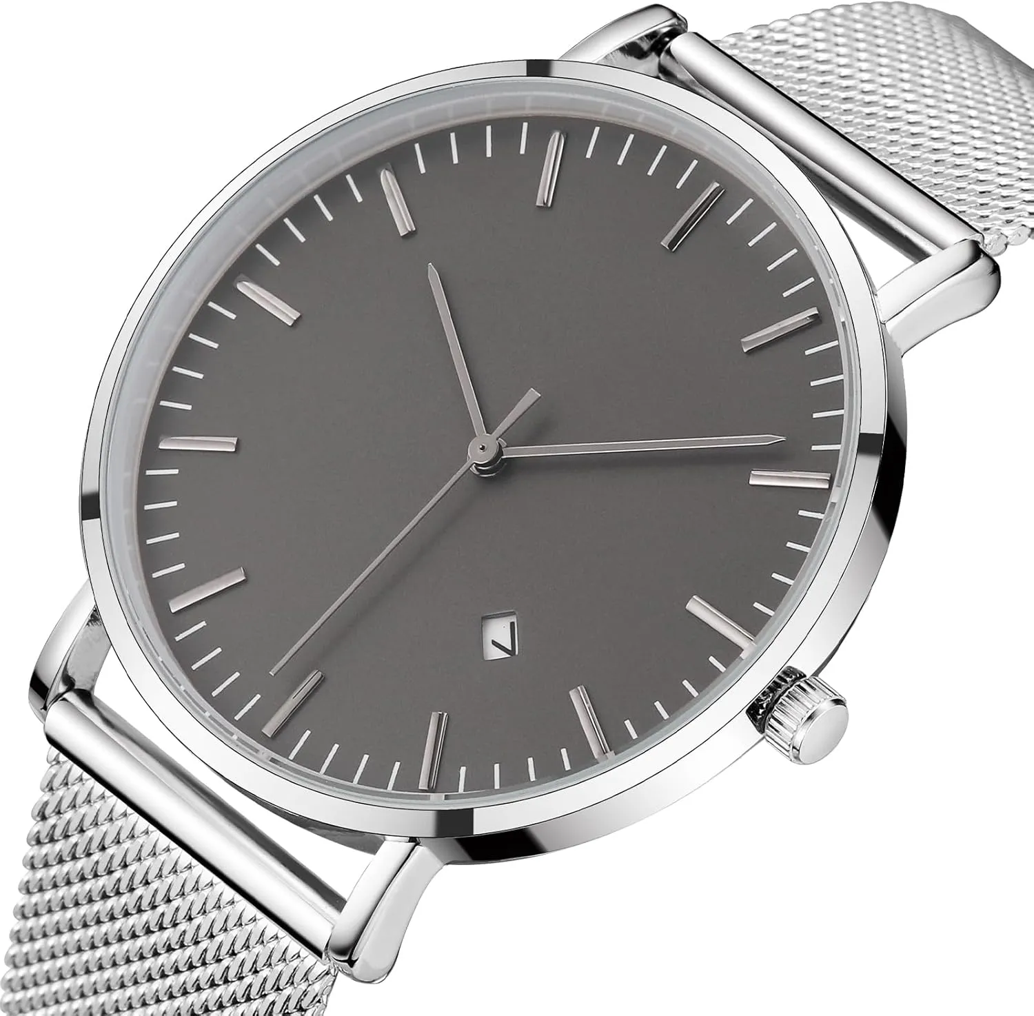 Men's Wrist Watch Simple Ultra-Thin Fashion Mesh Stainless Steel Quartz Date Watches for Men with Waterproof Men's Watch inventor mode fancy Simple 