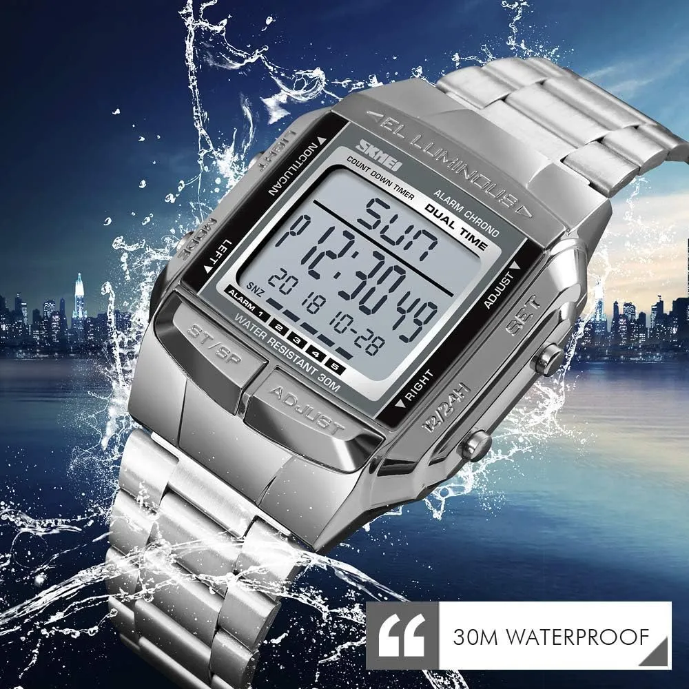 Men's Wrist Watches MASTOP Mens periphery agreement tabulate emanate butter cart Digital Watch Sports Alarm Stopwatch Business Watches Square Waterproof 