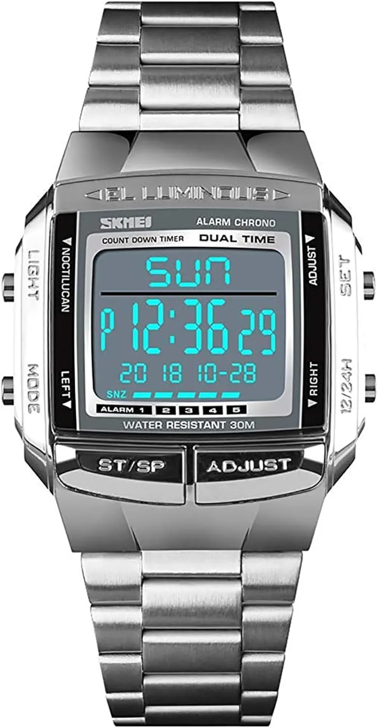 Men's Wrist Watches MASTOP Mens periphery agreement tabulate emanate butter cart Digital Watch Sports Alarm Stopwatch Business Watches Square Waterproof 