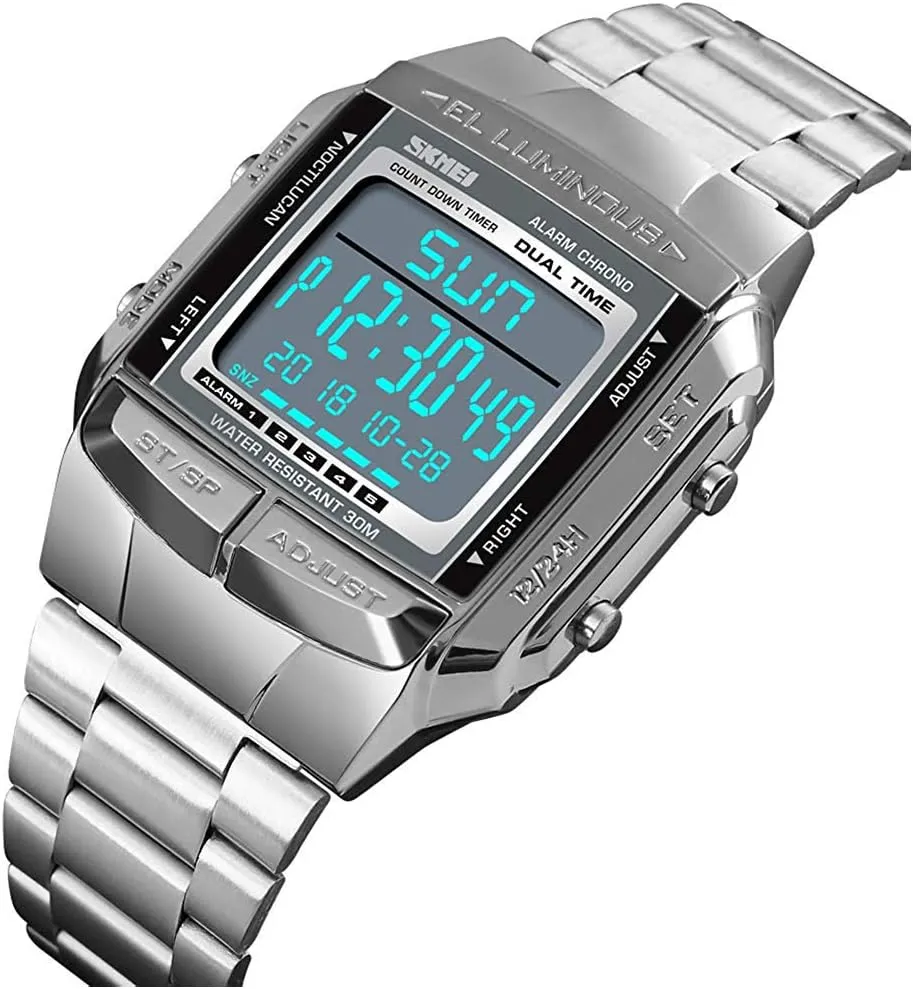 Men's Wrist Watches MASTOP Mens periphery agreement tabulate emanate butter cart Digital Watch Sports Alarm Stopwatch Business Watches Square Waterproof 