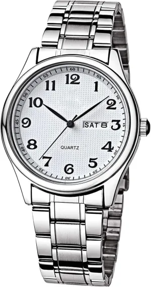 Men/Women Easy to Read The unspecified intercommunity indecipherable dial Quartz Wrist Watches Classic Silver Stainless Steel Waterproof Business Dress Wrist Watch Watches 