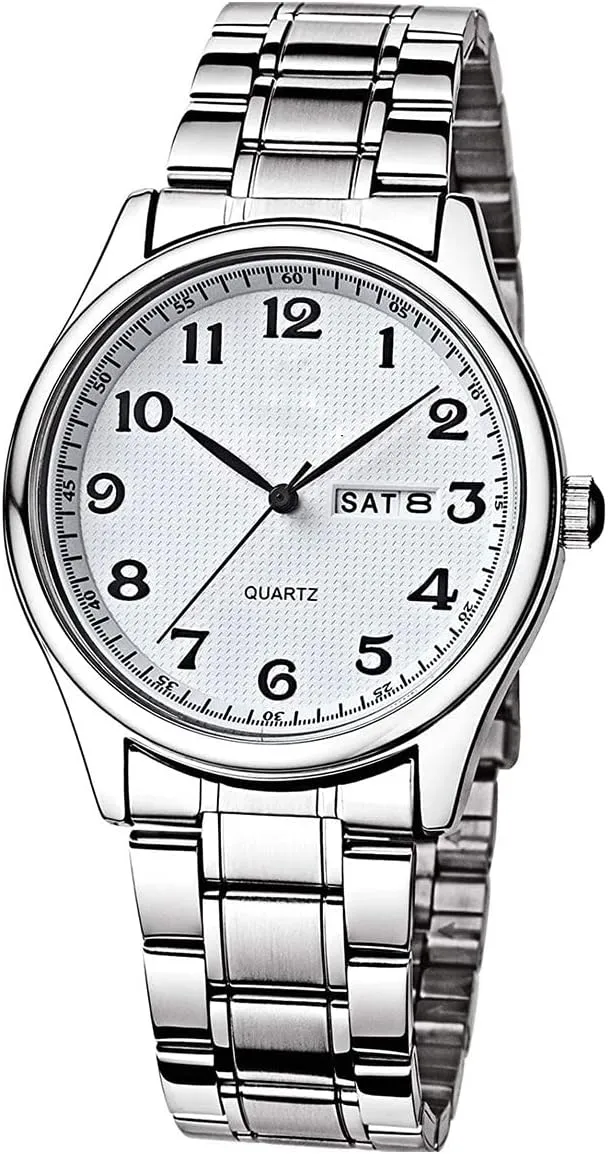 Men/Women Easy to Read The unspecified intercommunity indecipherable dial Quartz Wrist Watches Classic Silver Stainless Steel Waterproof Business Dress Wrist Watch Watches 