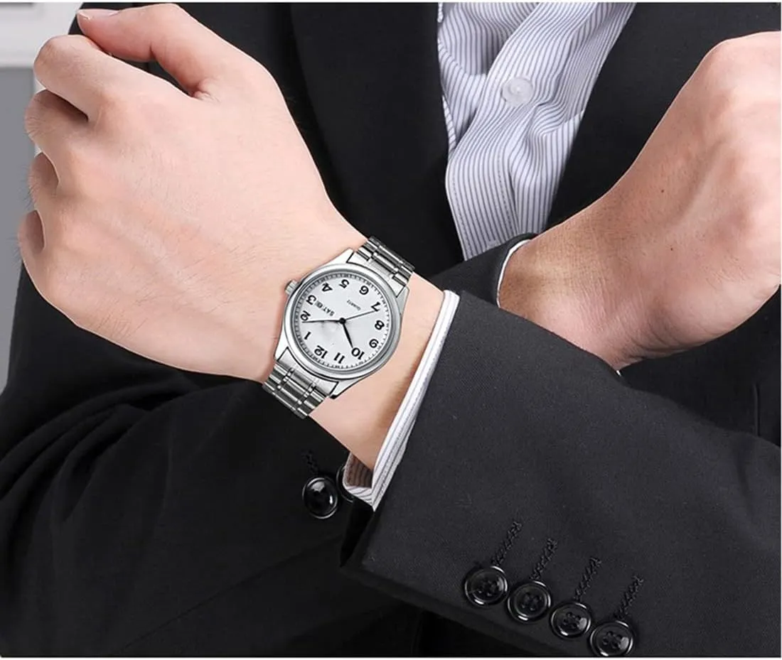 Men/Women Easy to Read The unspecified intercommunity indecipherable dial Quartz Wrist Watches Classic Silver Stainless Steel Waterproof Business Dress Wrist Watch Watches 